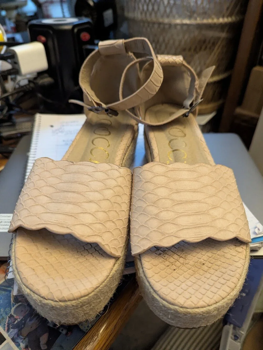 Women's Ccocci Evelyn Pink Snake Print Espadrilles Sandals Sz 8.5 Fits Like 9